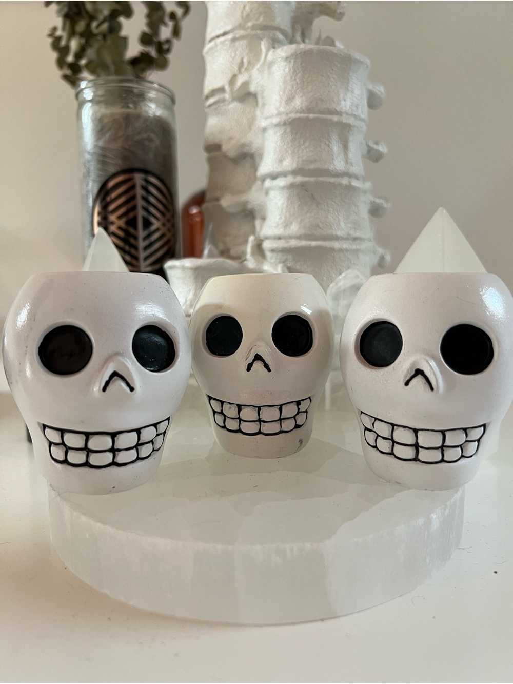 Skull Candle Holders Trio
